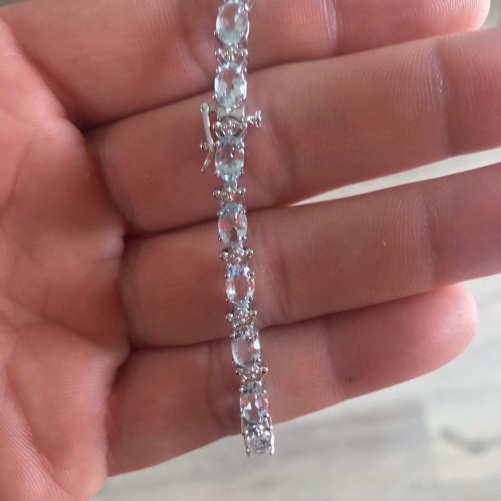 Zales Aquamarine Tennis Bracelet 10k white gold